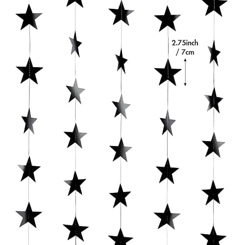 Patelai 130 Feet Glitter Star Garland Banner 2026 Party Decoration Double Side Star Hanging String Streamer Paper Twinkle for Graduation Wedding Birthday (Black) thumbnail 4
