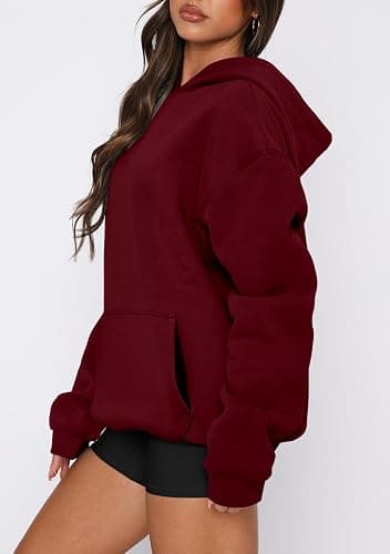 onlypuff Women Hoodies Casual Pullover Long Sleeve Sweatshirt Kangaroo Pocket Drop Shoulder Sweater thumbnail 3