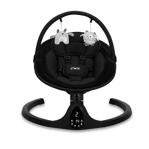Balancelle MoMi KENANI ONYX jusqu'à 9 kg, écran LED, télécommande, Bluetooth pour smartphone, alimentation piles/secteur, harnais de sécurité 5 points, arche et jouets thumbnail 17