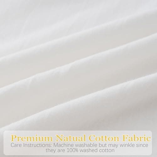 Qilunn Off White Ruffled Body Pillow Cover 1 Piece Washed Cotton Farmhouse Shabby Long Body Pillow Sham 20"x54" White thumbnail 5