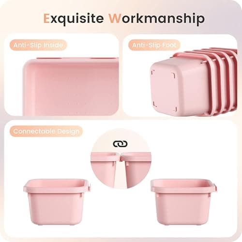 【Military Grade】A-LuGei Drawer Organizer,【𝟱𝗦𝗶𝘇𝗲】Makeup organizer,【Holds 177 Items】Bathroom Organizers and Storage,Organization and Storage,Desk Drawer Organizer for Vanity【Pink】 thumbnail 7