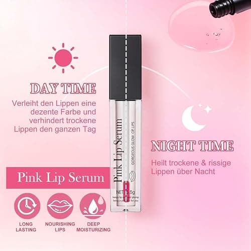 Sérum à lèvres rose, à changement de couleur, à l'huile à lèvres à changement de couleur, Pink Essence Lip Gloss, sérum à lèvres pour soin des lèvres, réparateur, réduit les lignes fines, hydratant thumbnail 3