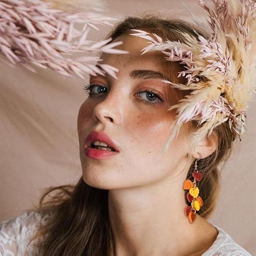 QLYOVWE Thanksgiving Maple Leaf Earrings for Women Handmade Red Yellow Clay Earrings Autumn Lightweight Fun Colorful Earrings Fall Wedding Jewelry Gift thumbnail 2