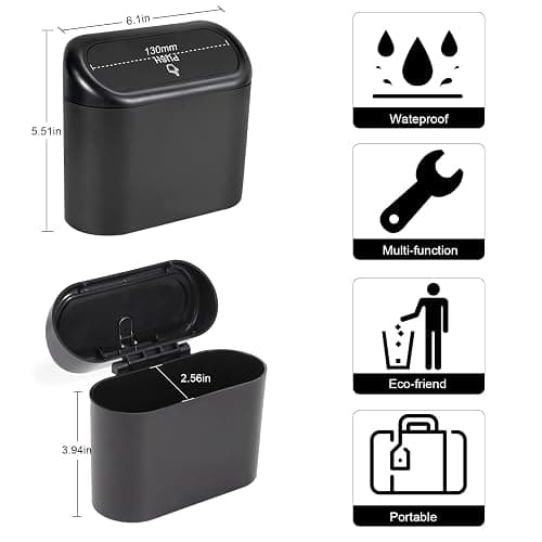 EnthuLove 2 Packs Mini Car Trash Can Bin with Lid and 150pcs Trash Bags,Car Trash Can Bin,Car Garbage Trash Can Storage for Front Back Seat Accessories (2)… (1) thumbnail 2