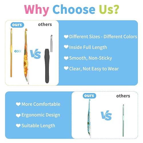 Coopay Crochet Hook, 5.5mm Ergonomic Crochet Hook with Floral Plastic Grips, Stylish and Unique, Ideal for Crocheting Blankets, Dolls, Shawls, Hats, Scarves (I-5.5mm) thumbnail 7
