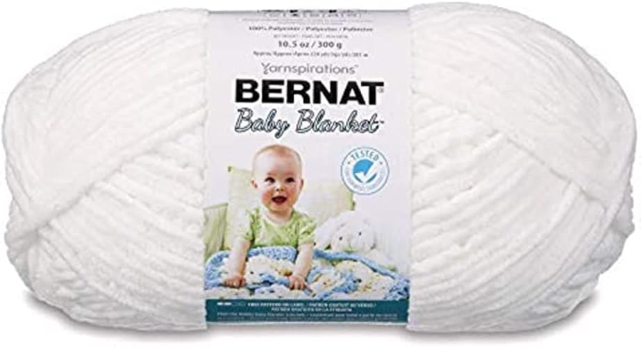 Bernat BABY BLANKET BB White Yarn - 1 Pack of 10.5oz/300g - Polyester - #6 Super Bulky - 220 Yards - Knitting/Crochet - Image 1
