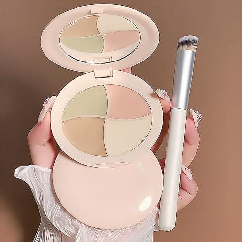 evpct Pot Concealer Full Coverage kit with Brush for Older Women, 4 Nude Shades Under Eye Color Corrector Concealer Palette for Dark Circles Mature Skin Makeup, Waterproof Foundation Color Corrector thumbnail 7