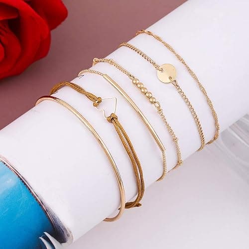 XOCARTIGE Layered Bracelet Set Assorted Beaded Bracelet Multiple Stackable Wrap Bangle Jewelry Adjustable thumbnail 2