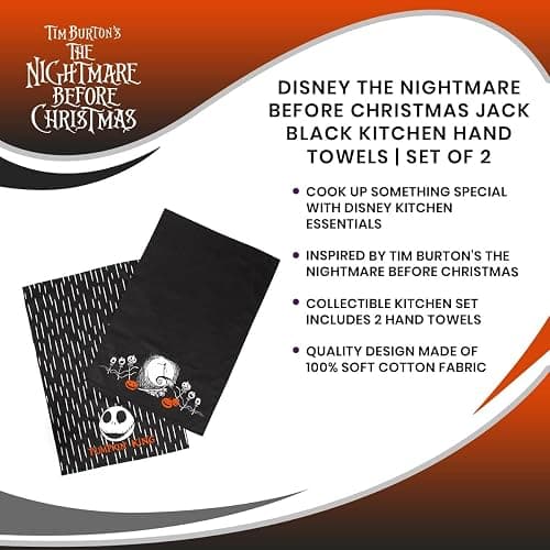 Disney The Nightmare Before Christmas Jack Skellington Black Hand Towels, Set of 2 | Quick-Dry Wash Cloths, Absorbent Dish Towels | Disney Kitchen Accessories and Home Decor thumbnail 7
