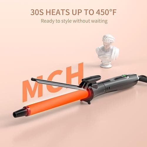 3/4 Inch Curling Iron with Clipped Tourmaline Ceramic Barrel Professional 0.75Inch Hair Curler up to 450°F Dual Voltage for Traveling 60 Mins Auto Off Suit for Different (Black, 0.75 Inch) thumbnail 2