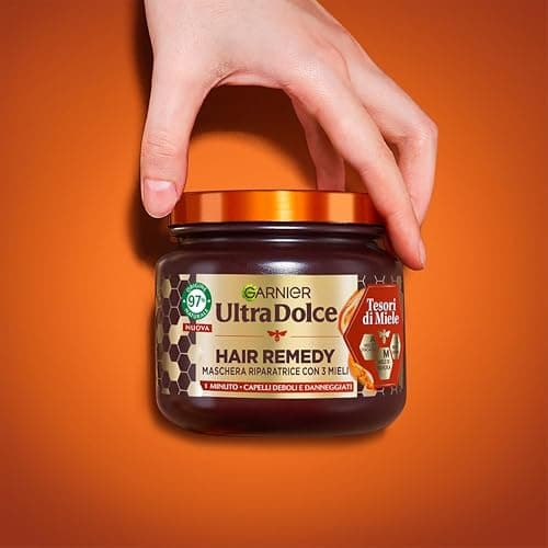 Garnier Ultra Dolce Tesori di Miele, Maschera Riparatrice Per Capelli Danneggiati, 97% Origine Naturale, 1 Minuto di Posa, Senza siliconi, Hair Remedy, 340 ml thumbnail 4