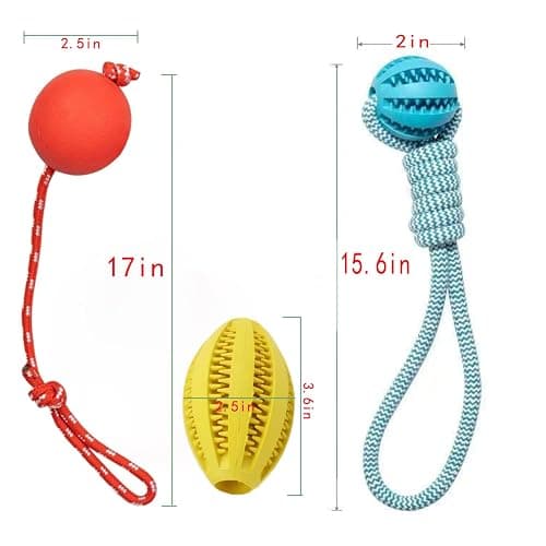 Novique 3 Pack Heavy Duty Dog Rope Toys for Breed Aggressive Chewers, Treat Balls and Dog Squeaky Toy for Puppies & Small Dogs thumbnail 9