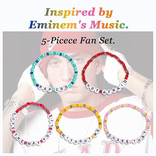 AICase for Eminem Merch Friendship Bracelets Set, Concert Outfits Stuff | Without Me Bracelet Rap God Stuff Shirt Accessories, Vinyl Jewelry Poster Merchandise Gifts for Fans Birthday Christmas thumbnail 2