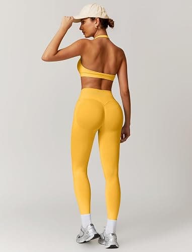ABOCIW Workout Sets for Women Seamless Scunch Butt Lifting Impact Leggings Halter Sports Bra 2 Piece Gym Outfits thumbnail 5