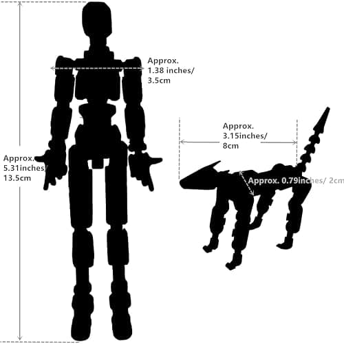 masijssa Titan 13 Action Figures (Grow in The Dark Blue) T13 3D Action Figure Set Already Assembled Dummy Robot Nova 13 Printed Multi-Jointed Movable Toy for Gift Collectors (Blue Black + Dog) thumbnail 3