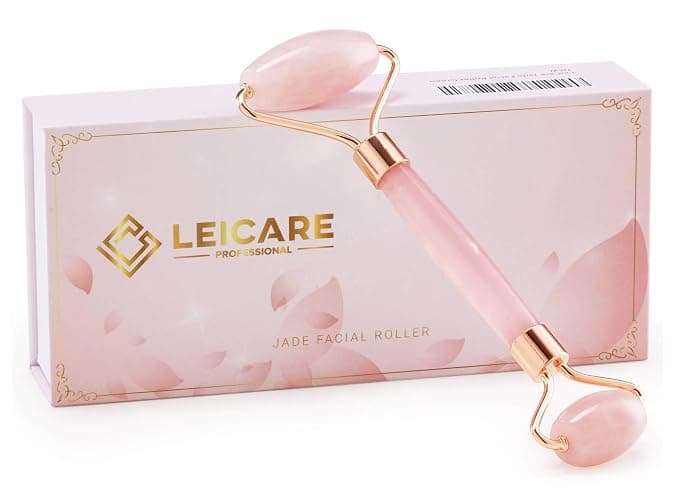 LeiCare Jade Roller for Face - Rose Quartz Face Roller Skin Care - Stone Facial Roller, Face Massager for Women, Relieve Stress, Remove Wrinkles Eye Puffiness thumbnail 4