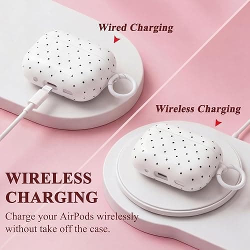 Kimiyaki Cute Polka Dot Case for AirPods Pro 3 with Cleaner Kit | Polka Dot Pattern Design,Shockproof,Full Protective Cover,Soft TPU,Daily,With Keychain,For Women,For Airpods Pro 3rd(2025) thumbnail 4