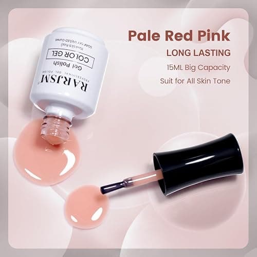 RARJSM Nude Gel Nail Polish Pale Red Neutral Skin Tone Color Sheer Jelly Gel Polish 1PC 15ml Single Bottle Cream Transparent Pink Nail GelPolish Soak off UV LED Cured for Home Salon DIY Manicure - Pale Red Pink thumbnail 2