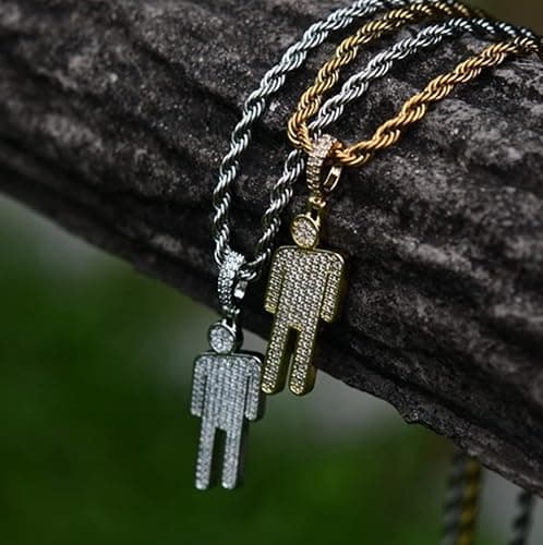 AOLIAY Stylish Villain Necklace, Stainless Steel Bowed Head Pendant Zircon Hip Hop Couple Pendant Necklace (golden) 1PC thumbnail 6