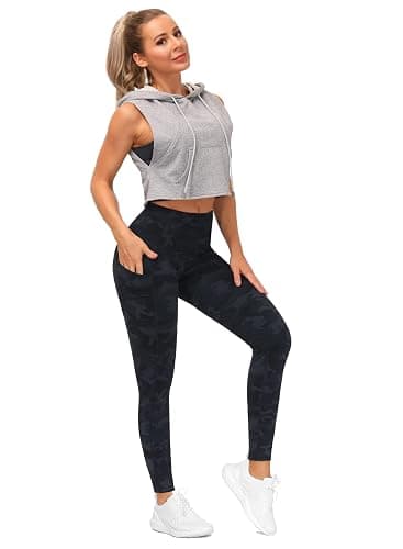 THE GYM PEOPLE Thick High Waist Yoga Pants with Pockets, Tummy Control Workout Running Yoga Leggings for Women thumbnail 6