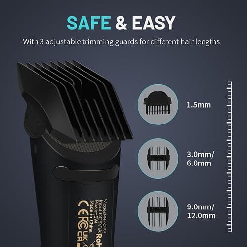 PRITECH Manscape Body Hair Trimmer - Waterproof Pubic Hair Ball Trimmer, Ceramic Blade Shavers Electric Razors for Men with USB-C Charging, Wet/Dry Use, Nick-Free Mens Grooming Kits, Gifts for Men thumbnail 3