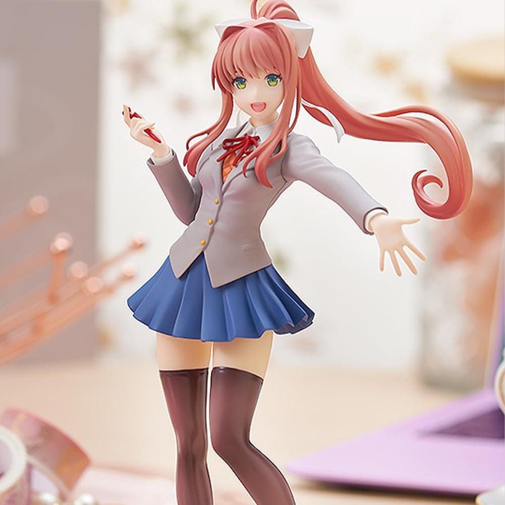 Monika Figure Monika Anime Figurine Manga Character Statue 18cm PVC School Uniform Style Standing Pose Model Desktop Decoration Collectible for Fans thumbnail 5