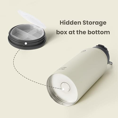 BOTTLE BOTTLE Insulated Water Bottle 950ml(32oz) Stainless Steel Sports Water Bottles with Straw Dual-use Lid Drink Flask Design for Gym with Pill Box (Gray) thumbnail 4