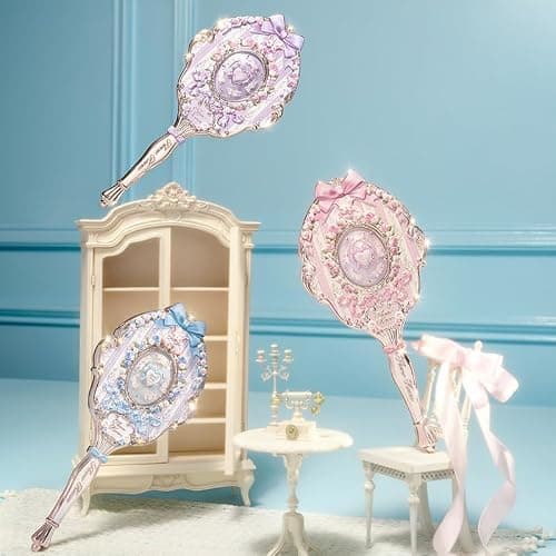 Flower Knows Bunny Garden Hand Mirror, Pink Decorative Makeup Mirror | Fairy-Tale Bunny & Rose Design, Easy-Grip Handle, Vanity Display, Touch-Ups & Gift-Ready Collectible Decor (Rosette Pink) thumbnail 8