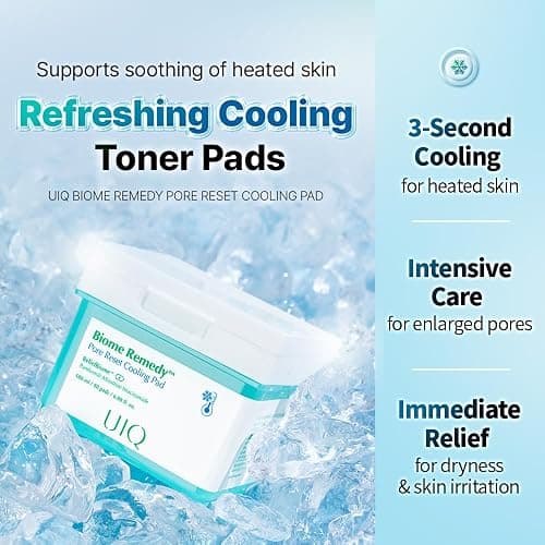 UIQ Biome Remedy Pore Reset Cooling Pad, Hydrating & Cooling Korean Toner Pads, Instant Cooling for Dry, Overheated skin, Pore Care with Panthenol, Allantoin, Niacinamide 80 Pads, 6.08 fl. oz. thumbnail 2