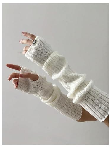 Verdusa Women's Y2k Arm Warmers Heart Knit Arm Sleeves Fingerless Gloves thumbnail 5