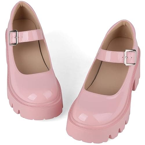 AOSPHIRAYLIAN Mary Janes Black Chunky Mary Janes Women Platform Dress Shoes | Ankle Strap·Anti-Slip·Comfy Padded·2.47" Chunky Heel·Easy Clean Upper —Office to Weekend, Jeans to Dresses, Uniform, Party - Image 1