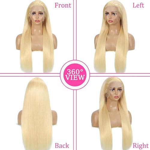 LETMIEO 30 Inch 613 Lace Front Wig Human Hair Blonde 13X6 HD Transparent Lace Front Wigs Human Hair 180% Density Blonde Glueless Wigs 613 HD Straight Lace Frontal Wig Pre Plucked thumbnail 9