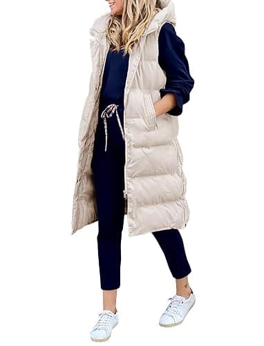 Inorin Womens Down Vest with Stand Collar Thick Hooded Sleeveless Long Coats Jacket thumbnail 2