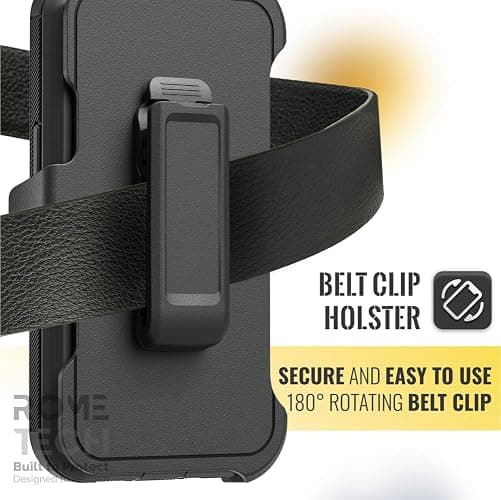 Designed for iPhone 16e Case with Belt Clip Holster & Kickstand, Screenless Dual-Layer Shockproof Phone Case - Black & Blue thumbnail 5