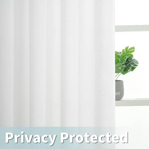 LAMIT White Linen Curtains 84 inches Long 2 Panels, Grommet Semi Sheer Light Filtering Neutral Panels Faux Linen Textured Privacy Living Room Drapes for Bedroom/Farmhouse, 52 x 84 Inch thumbnail 5