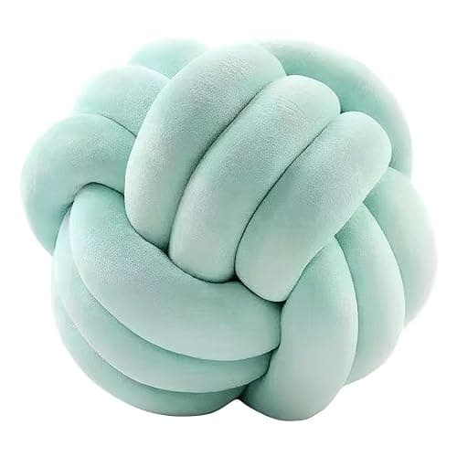 KEBAIHUA Knot Ball Pillows, Round Throw Pillow Cushion (Light Green,8.5") | Home Decor Soft Plush Pillow, Throw Knotted Ball Pillow, Stress-relief, Cute Decor for Kids Room,Sofa,Bed,Ideal Gift - Image 1