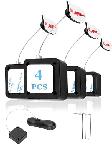 4Pack Remote Control Tether, 6.5 Ft Remote Control Leash, Retractable Safety Lock with Adjustable Lock Strap for TV Remotes, Game Controllers, and Tablets - Perfect for Showrooms - Image 1