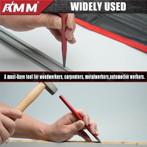 AMM 28 PCS Heavy Duty Punch and Chisel Set, Including Taper Punch, Cold Chisels, Pin Punch and Center Punch, Cr-V, Ideal for Working with Wood, Metal, Automotive, Sculpture, etc thumbnail 7