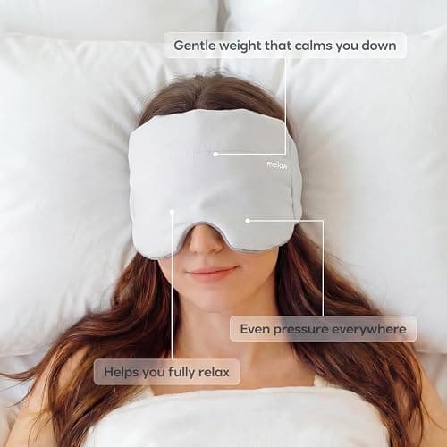 Mellow Weighted Sleep Eye Mask for Sleeping, Naps & Relaxation, Washable | 99% Blackout Cooling & Plush Reversible Eye Mask with 180g Weighted Glass Beads, Machine Washable, hot sleepers thumbnail 8