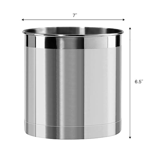 Oggi Stainless Steel Jumbo Utensil Holder - 7" Utensil Caddy, Weighted Base for Stability - Extra Large Utensil Crock and Countertop Utensil Organizer, Stainless Steel thumbnail 5