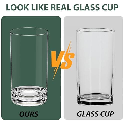 RÉΑLWÁY 17 Oz Plastic Tumblers Set of 12, Clear Plastic Drinking Glasses, Plastic Cups Reusable, Highball Glasses Drinking Set for Kitchen Poolside Patio,Dishwasher-Safe, Shatterproof, BPA-Free thumbnail 6