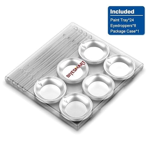 DIYESMART 24Pcs Stainless Steel Paint Palette Tray (8Pcs Without Pour Spout) and 8Pcs 3ml Eyedroppers Suit, Versatile Use for Mixing Paints, Airbrush Colors Mix, Mixing Makeup, Art Craft… thumbnail 2