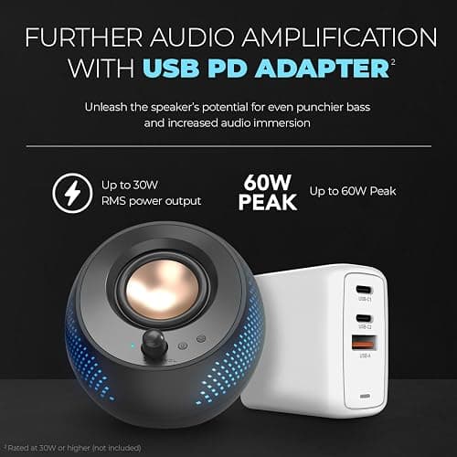 Creative Pebble X 2.0 USB-C Computer Speakers with Customizable RGB Lighting, Bluetooth 5.3, USB Audio, Up to 15W RMS Power for PC and Mac thumbnail 4