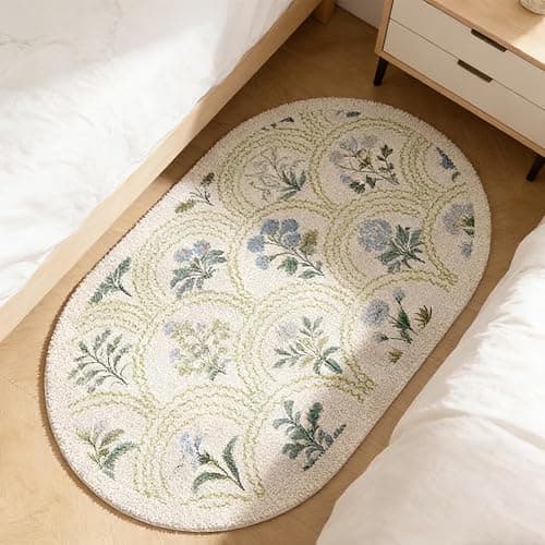 gdmgdr Spring Floral Bathroom Rug 32" x 20" Wild Flowers Bathroom Mat Boho Floral Bath Rug (Oval, Green) thumbnail 8