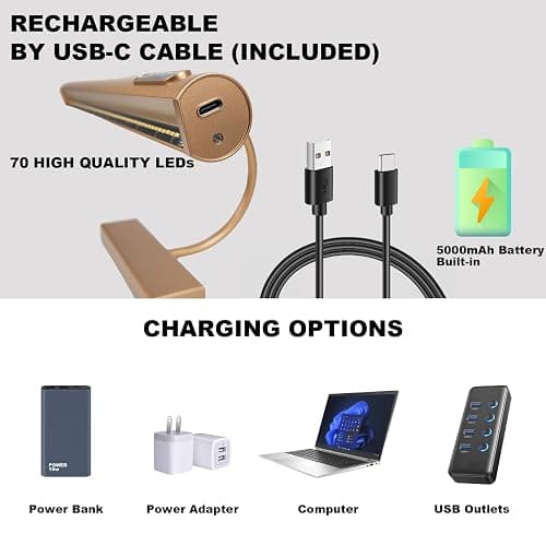 LYTARA Dimmable Cordless Picture Light with Controller and Timer, Rechargeable 5000mAh Battery Wall Sconce for Wall Pictures, Gallery Artwork, Paintings, Portraits, Dartboards (Gold) thumbnail 10