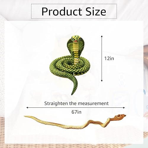 refavor Large Realistic Snake Plushies 70 Inch Cobra Stuffed Toys Green | 70 Inch Realistic Cobra Snake Plush Toy, Soft Stuffed Animal Gift for Kids and Unique Party Decoration for Reptile Lovers thumbnail 3