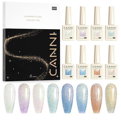 CANNI Vernis à Ongles Gel Semi Permanent Pailleté violet marron violet rouge rose marron 8 Couleur Glitter Vernis à Ongles Gel Nail Polish Soak off Vernis Manucure - Image 1