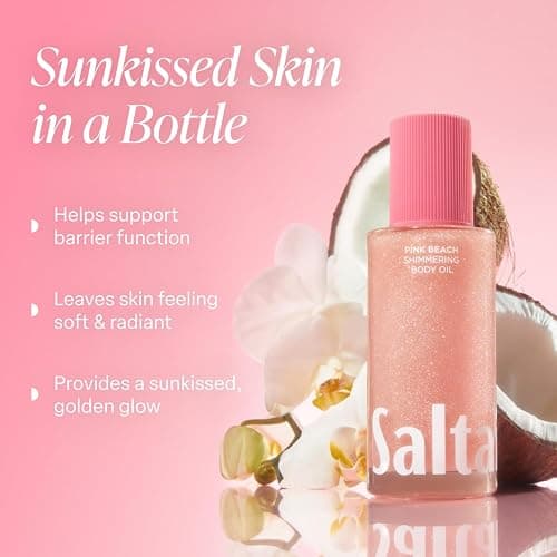 Saltair Shimmering Body Oil - Pink Beach Scented Dry Oil Moisturizer with Light-Reflecting Pearl Pigments. Moisturizing Glow for All Skin Types - 4 Fl Oz thumbnail 2
