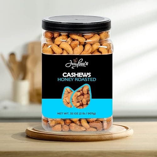 Honey Roasted Cashews - 32 oz Reusable Container | Gourmet Nuts Coated with Sweet & Natural Honey | Roasted to Perfection | Healthy Everyday Snack | Vegan | Kosher | Hand-Picked | Sweet & Crunchy thumbnail 4