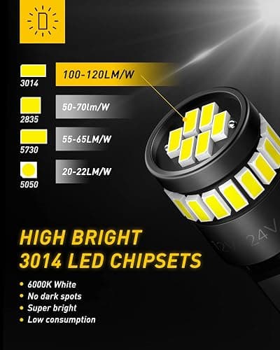 AUXITO 194 LED Light Bulb 6000K White 168 2825 W5W T10 Wedge 24-SMD 3014 Chipsets LED Replacement Light Kit Error Free for Car Interior Dome Map Door License Marker Lights, Pack of 10 thumbnail 3